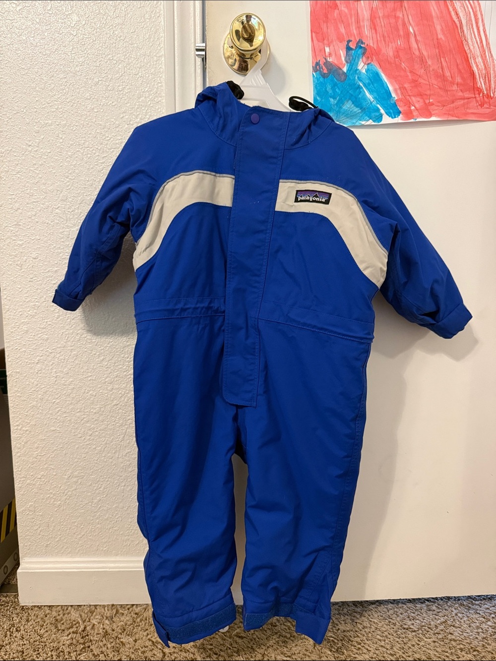 Patagonia Royal Blue Snowsuit with Cream Panels